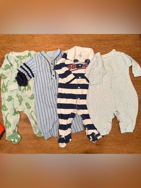 Striped Navy & White Baby Footie One-Piece
